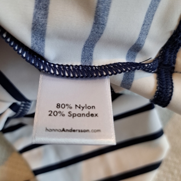 Hanna Andersson boys size 60 or 6-9 months blue & white swim rash guard - Picture 4 of 6